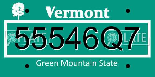 55546Q7 Vermont License Plate