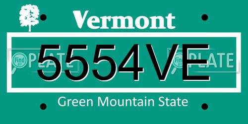 5554VE Vermont License Plate