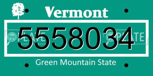 5558034 Vermont License Plate