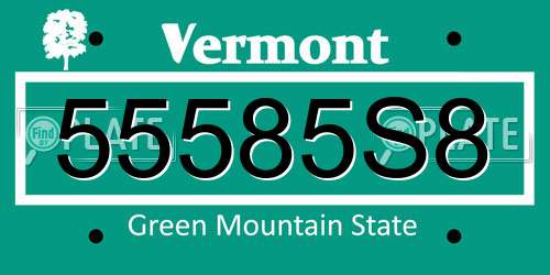 55585S8 Vermont License Plate