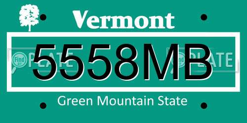 5558MB Vermont License Plate