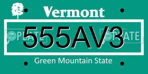 555AV3 Vermont License Plate