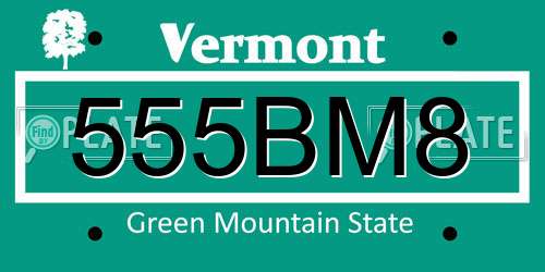 555BM8 Vermont License Plate