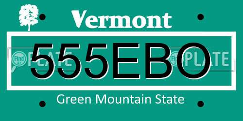 555EBO Vermont License Plate