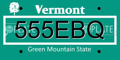 555EBQ Vermont License Plate