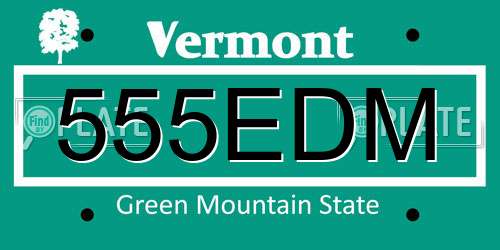 555EDM Vermont License Plate
