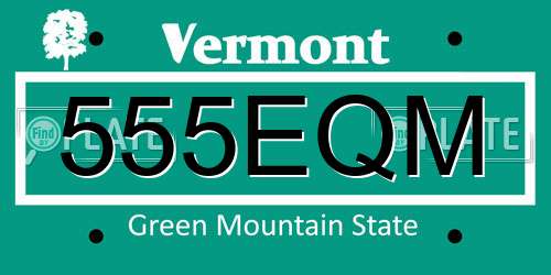 555EQM Vermont License Plate