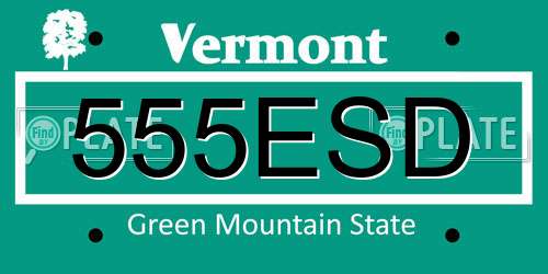 555ESD Vermont License Plate