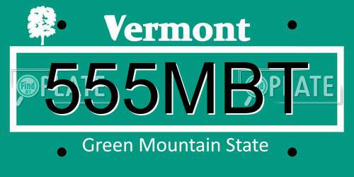 555MBT Vermont License Plate
