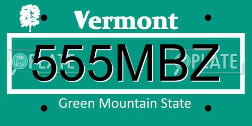 555MBZ Vermont License Plate