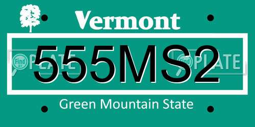 555MS2 Vermont License Plate