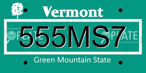 555MS7 Vermont License Plate