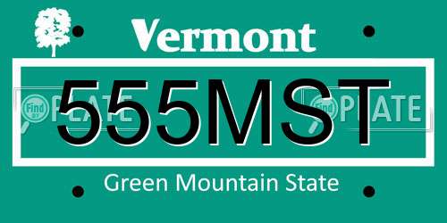 555MST Vermont License Plate