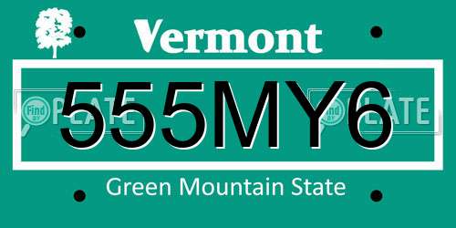 555MY6 Vermont License Plate