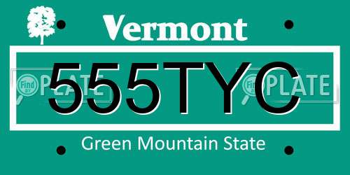 555TYC Vermont License Plate