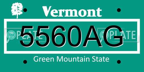 5560AG Vermont License Plate