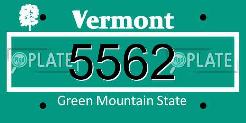 5562 Vermont License Plate