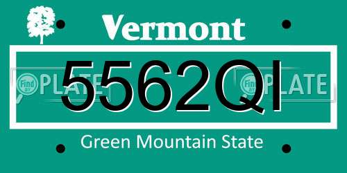 5562QI Vermont License Plate