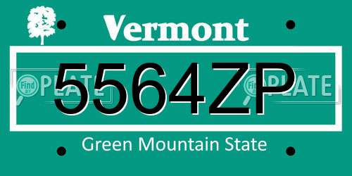 5564ZP Vermont License Plate