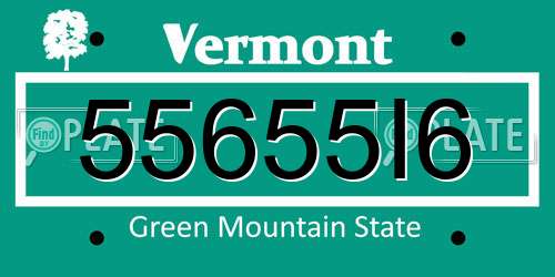 55655I6 Vermont License Plate