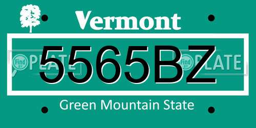 5565BZ Vermont License Plate