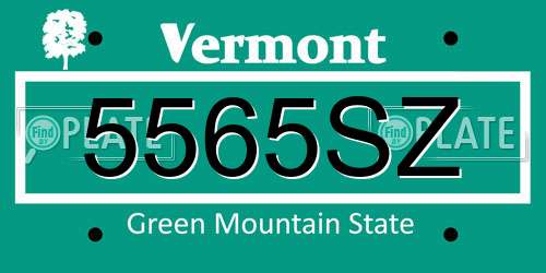 5565SZ Vermont License Plate