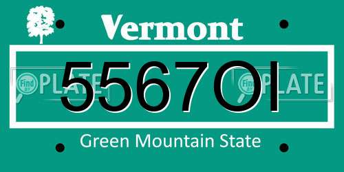5567OI Vermont License Plate