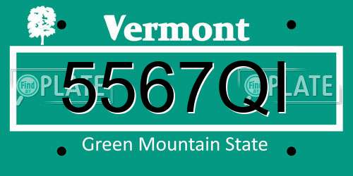 5567QI Vermont License Plate