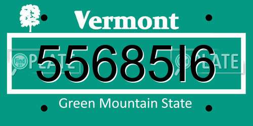 55685I6 Vermont License Plate