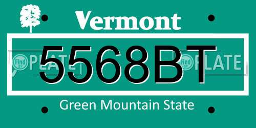 5568BT Vermont License Plate