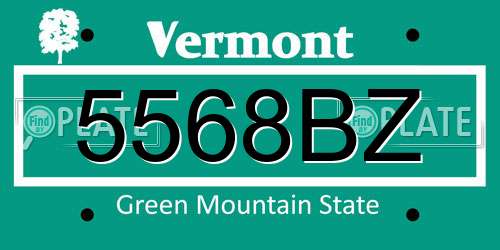 5568BZ Vermont License Plate