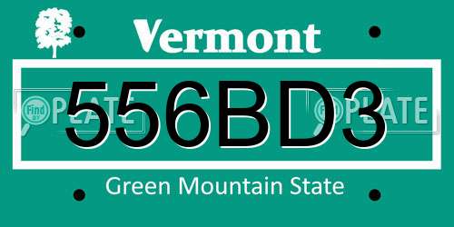 556BD3 Vermont License Plate