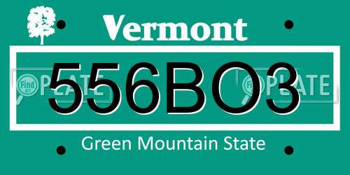 556BO3 Vermont License Plate