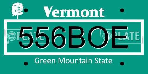 556BOE Vermont License Plate