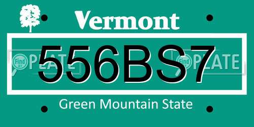 556BS7 Vermont License Plate