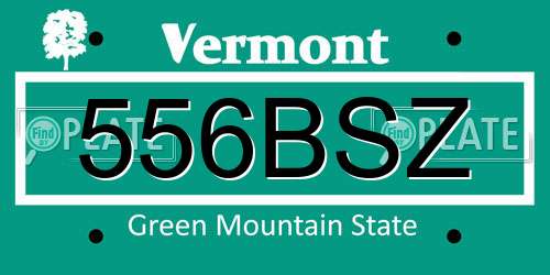 556BSZ Vermont License Plate