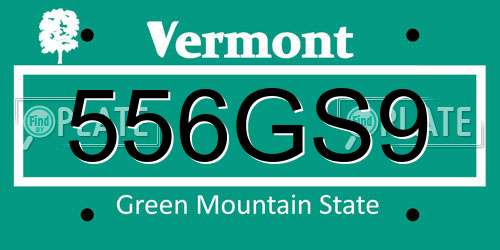 556GS9 Vermont License Plate