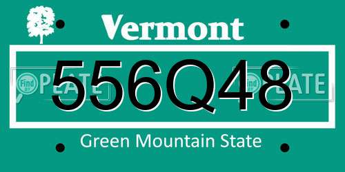 556Q48 Vermont License Plate