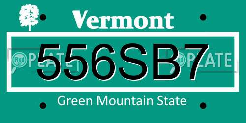 556SB7 Vermont License Plate