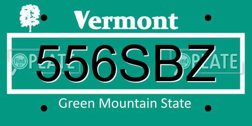 556SBZ Vermont License Plate