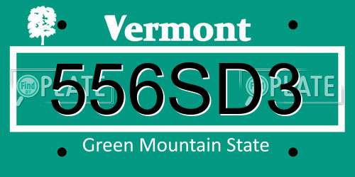 556SD3 Vermont License Plate
