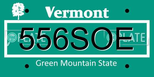 556SOE Vermont License Plate