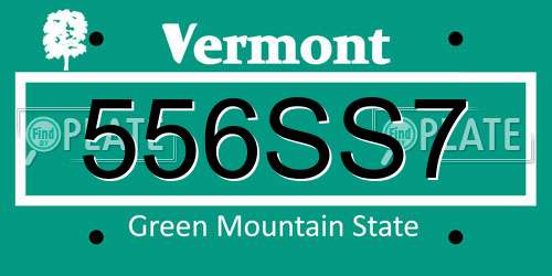 556SS7 Vermont License Plate