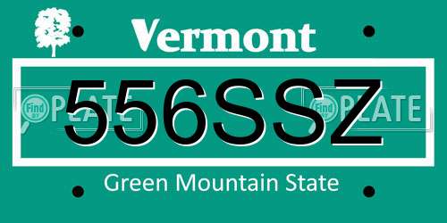 556SSZ Vermont License Plate