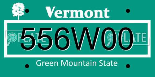556W00 Vermont License Plate