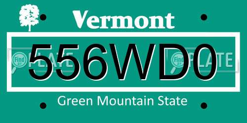 556WD0 Vermont License Plate