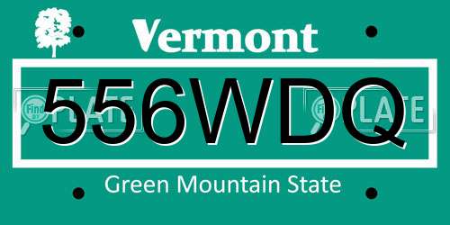 556WDQ Vermont License Plate