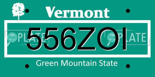 556ZOI Vermont License Plate