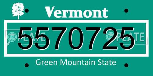 5570725 Vermont License Plate
