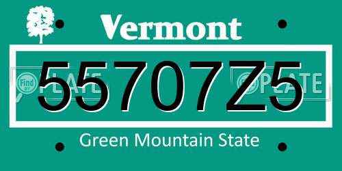 55707Z5 Vermont License Plate